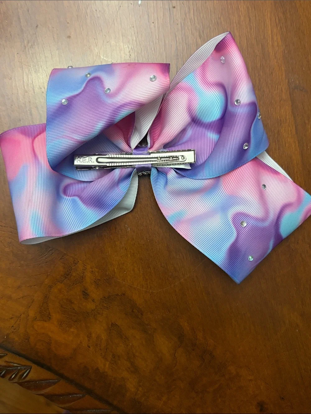 JoJo Siwa Pink Purple Blue Gradient Bow with Rhinestone Center